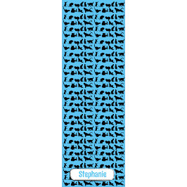 青パーソナライズされた黒猫のシルエットパターン ヨガマット