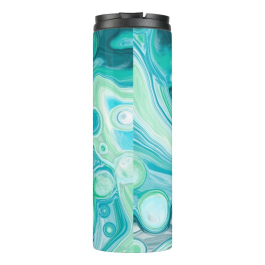 青パーソナライズされた、ターコイズの海の波の泡 タンブラー (裏面)