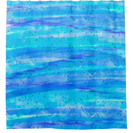 青パーソナライズされた、紫、ティール（緑がかった色）、アクア抽象芸術 シャワーカーテン (正面)