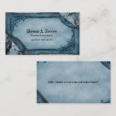 青パーチメント通話カードゴシック名刺 コーリングカード (正面/裏面)