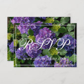 青パープルエレガントマゼンタフローラアジサイRSVP セーブザデート (正面/裏面)