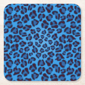 青ヒョウのテクスチャーパターン スクエアペーパーコースター (正面)