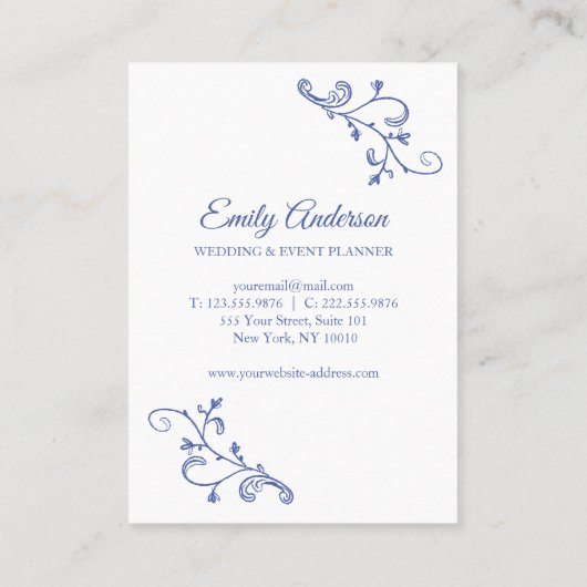 青ビクトリアンいエレガントhelloカード 名刺 (裏面)