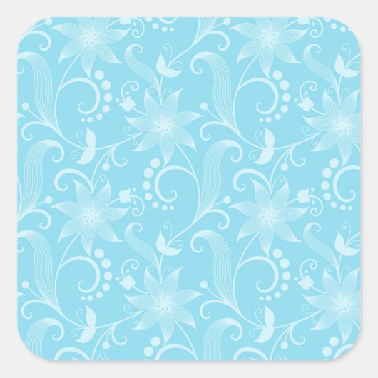 青ビクトリアンい花 スクエアシール (正面)