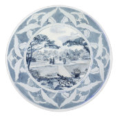 青ビクトリアンと白のオランダ セラミックノブ (正面)