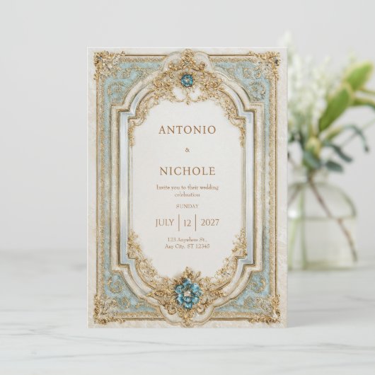 青ビクトリアンと金ゴールド華美のフレ結婚ーム 招待状 (スタンド正面)