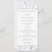 青ビクトリアンフランスのフローラ結婚式プログラムカード (裏面)