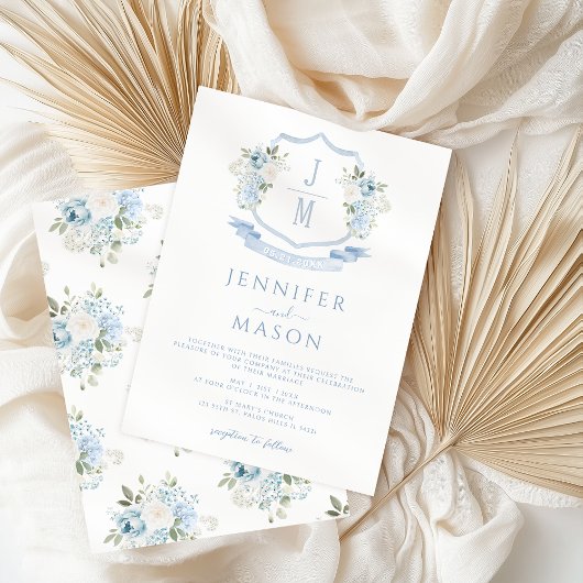 青ビクトリアンフランスのフローラ結婚植物学 招待状