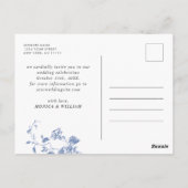 青ビクトリアンフランスの庭園の結婚式保存日 ポストカード (裏面)