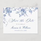 青ビクトリアンフランスの庭園の結婚式保存日 ポストカード (正面)