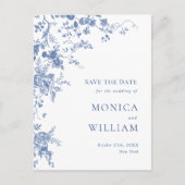 青ビクトリアンフランスの庭園の結婚式保存日 ポストカード (正面)