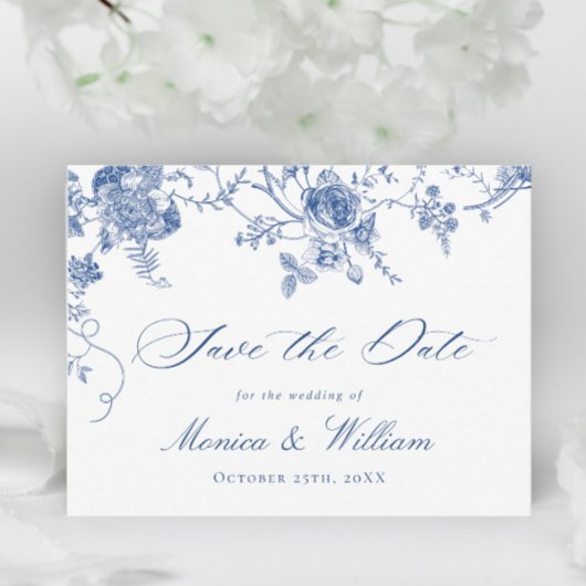 青ビクトリアンフランスの庭園の結婚式保存日 ポストカード