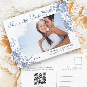 青ビクトリアンフランスの庭園の結婚式保存日 ポストカード