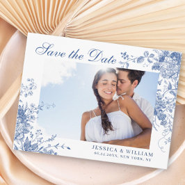 青ビクトリアンフランスの庭園の結婚式保存日 ポストカード