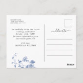 青ビクトリアンフランスの庭園の結婚式保存日 ポストカード (裏面)