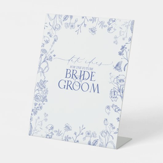 青ビクトリアンフランスの白フローラ日付アイディア 台座サイン (正面)