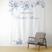 青ビクトリアンフローラブライダルシャワー背景 タペストリー (インサイチュ)