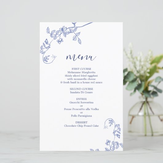 青ビクトリアンフローラ結婚のメニューカード (スタンド正面)