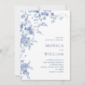 青ビクトリアン園フランスのQRコード写真結婚 招待状 (正面)