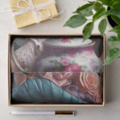 青ビクトリアン帽子と猫のティッシュペーパー 薄葉紙 (ギフト)