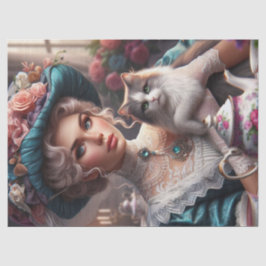 青ビクトリアン帽子と猫のティッシュペーパー 薄葉紙