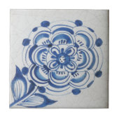 青ビクトリアン白の花タイル タイル (正面)