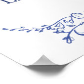 青ビクトリアン結婚の歓迎サイン ポスター (角)