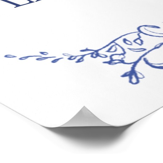 青ビクトリアン結婚の歓迎サイン ポスター (角)