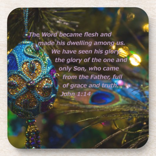 青ビクトリアン聖句 コースター (正面)