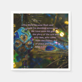 青ビクトリアン聖句 スタンダードカクテルナプキン