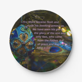 青ビクトリアン聖句 ペーパープレート