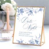 青ビクトリアン色のフランスのフローラ日付の夜アイディア ポスター