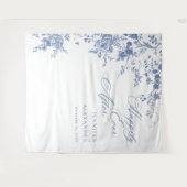 青ビクトリアン色のフランスの庭園の結婚式背景 タペストリー (正面(横))