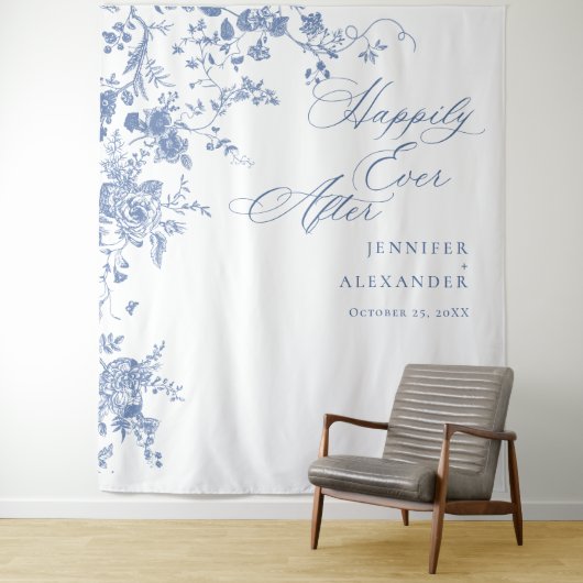 青ビクトリアン色のフランスの庭園の結婚式背景 タペストリー (インサイチュ)