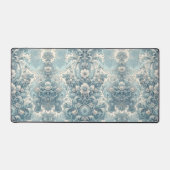 青ビクトリアン色の庭 | ヴィンテージフローラバロック デスクマット (正面)