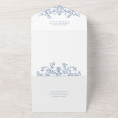 青ビクトリアン華美の猶予フローラ結婚枠 オールインワン招待状 (外側)