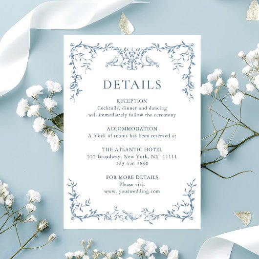 青ビクトリアン華美フローラ結婚詳細 エンクロージャーカード