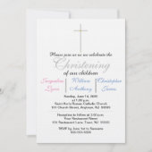 青ピンクの三つ子を洗礼 招待状 (正面)