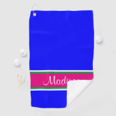 青ピンクの緑のストライプ名 ゴルフタオル (インサイチュ)