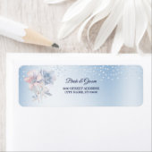 青ピンクの花の返送先ラベル ラベル (インサイチュ)