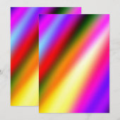 青ピンクオンブル水彩抽象パステルレインボー 招待状 (正面/裏面)