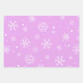 青ピンク紫の白い雪片 ラッピングペーパーシート (正面3)