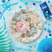 青ピンク黄色の花柄ペーパープレート ペーパープレート (パーティー)