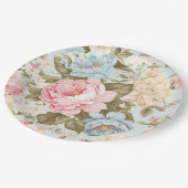 青ピンク黄色の花柄ペーパープレート ペーパープレート (アングル)