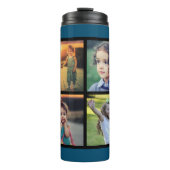 青ファミリモダンー4フォトコラージュのファミリー名 タンブラー (正面)