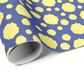 青ファンキーいラッピング紙の黄色い円 ラッピングペーパー (ロールコーナー)