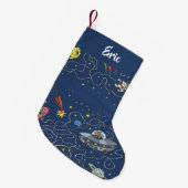 青ファンキーい宇宙猫 スモールクリスマスストッキング (正面 (吊り時))