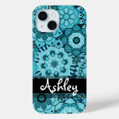 青ファンキーレトロ花柄 Case-Mate iPhoneケース (裏面)
