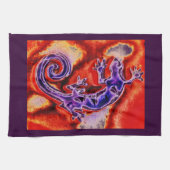 青ファンキー紫オレンジリザードゲッコ南西部 キッチンタオル (横)