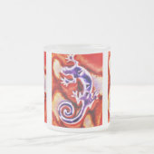 青ファンキー紫オレンジリザードゲッコ南西部 フロストグラスマグカップ (中央)